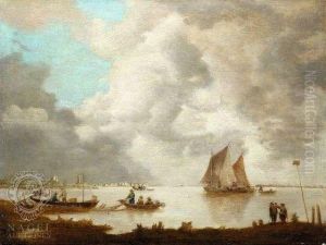 Fishing Boats Atsmooth Sea by Salomon van Ruysdael
