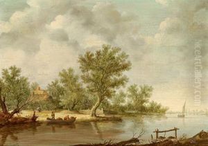 Flusslandschaft Mit Einer Fahre