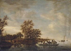 A River Landscape By Herwen And
Aerdt In Gelderland, With A Ferry Taking A Horse And Cart Across The
River And Cattle And A Drover By The Bank A River Landscape By Herwen And
Aerdt In Gelderland, With A Ferry Taking A Horse And Cart Across The
River And Cattle And A Drover By The Bank