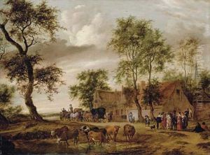 A Village Landscape by Salomon van Ruysdael