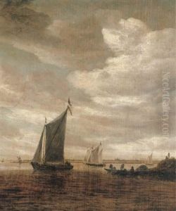 A River Estuary With Sailing Boats by Salomon van Ruysdael