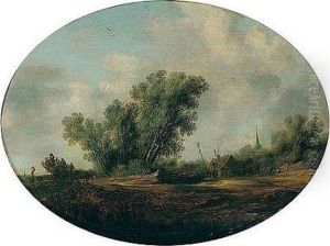 Landscape With A Waggon And Figures Dancing Around A Maypole