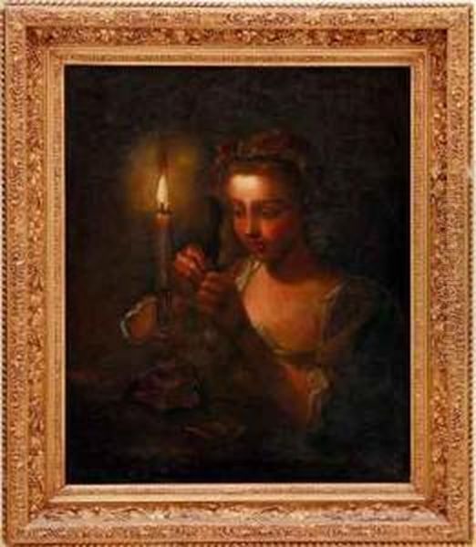 Young Woman By Candlelight - view 1
