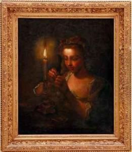 Young Woman By Candlelight by Godfried Schalcken