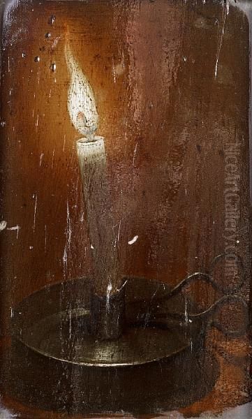 A Candle Burning In A Holder - view 1