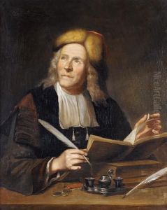 Portrait Of A Gentleman, Half-length, Seated At His Desk Writing by Godfried Schalcken