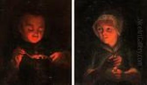 Flicka Med Ljus Samt Pojke Med Glodfat by Godfried Schalcken