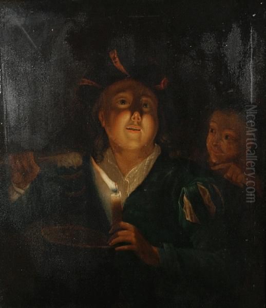 A Candlelit Interior With A Boy Eating - view 1