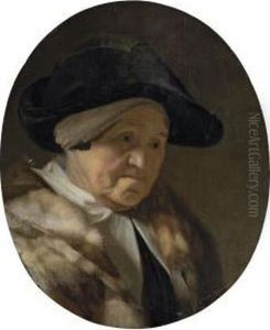 Portrait Of A Lady, Bust-length, In A Black Hat And A Furmantle