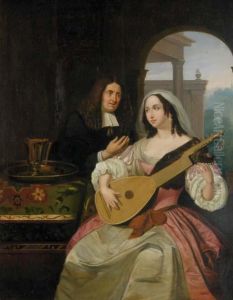 Suitor With Girl Playing The Lute