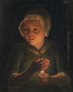 Madchen Mit Kerze. by Godfried Schalcken