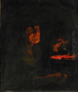 Kvinna Vid Fyrfat by Godfried Schalcken