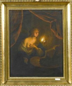 Lesende Dame Bei Kerzenschein. by Godfried Schalcken