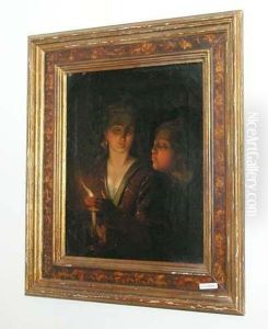 Zwei Figuren Im Kerzenschein. by Godfried Schalcken