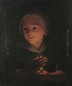 A Girl Holding A Candle by Godfried Schalcken