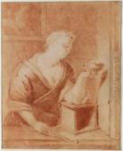 A Maid Blowing On Hot Coals For A Footwarmer