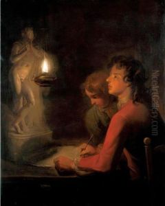 The Drawing Lesson: A
Candlelight Study Of Two Boys, One Drawing A Statue Of A Boy Playing A
Flute by Godfried Schalcken