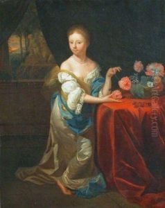 Woman With Flowers By A Window
