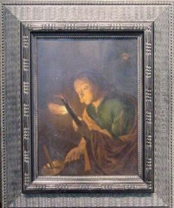 Boy Blowing On A Fire Brand To Light A Candle by Godfried Schalcken