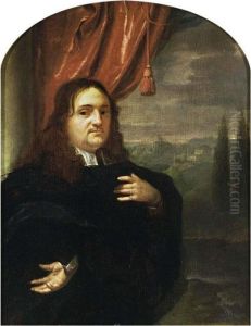 A Portrait Of Matthijs Pompe, 
Heer Van Slingelandt (1621-1679), Standing Half Length, Wearing A Black 
Cloak With White Collar And Sleeves