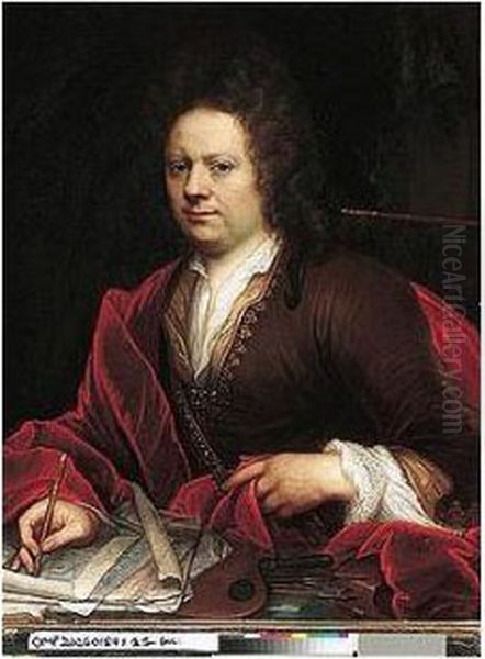 Portrait Of An Artist, 
Half-length Seated, Holding A Pencil, With His Painting Accoutrement - view 1