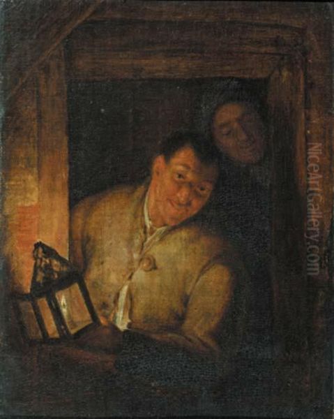 Boors At A Window By Candlelight - view 1