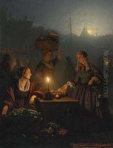 Buying Fruit And Vegetables At The Night Market
