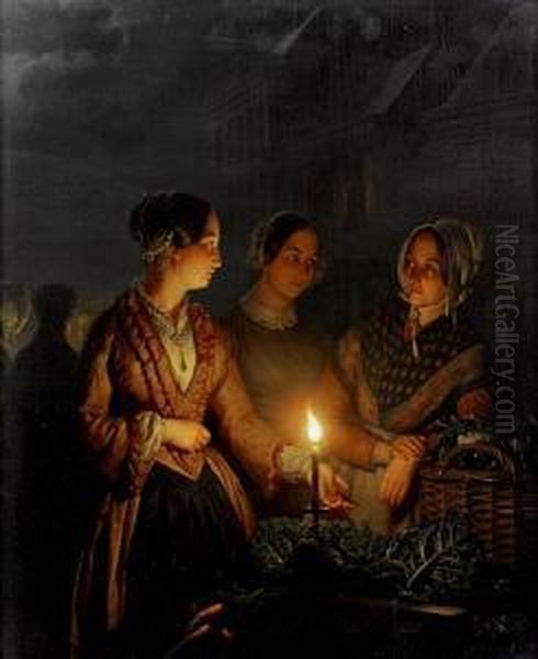 A Moonlit Market Scene - view 1