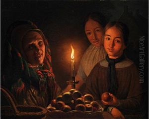 Die Apfelverkauferin by Petrus van Schendel