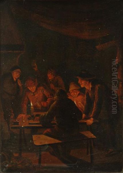 Peasants At A Candlelit Gaming Table - view 1