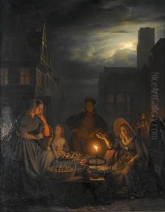 An Evening Market by Petrus van Schendel
