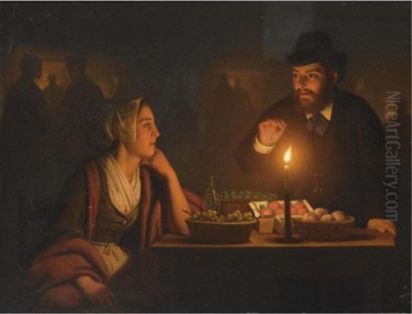 A Market Scene By Candle Light - view 1