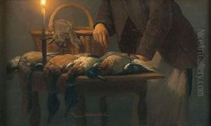 Retour De La Chasse, Table De Gibier A La Bougie by Petrus van Schendel