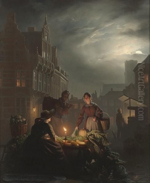 A Market Stall By Candlelight - view 1