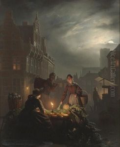 A Market Stall By Candlelight