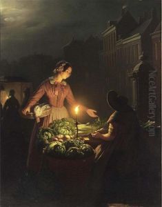 A Vegetable Seller By Candle Light A Vegetable Seller By Candle Light