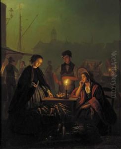The Evening Market by Petrus van Schendel