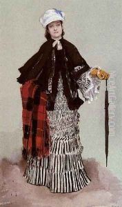 AmLady In A Black And White Dress by James Jacques Joseph Tissot