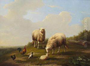 Sheep And Hens In A Landscape