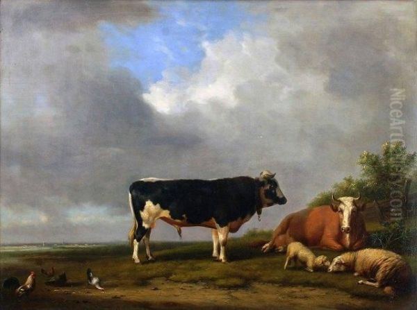 Cattle, Sheep And Chickens In An Extensive Landscape - view 1
