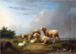 Sheep In A Landscape by Franz van Severdonck