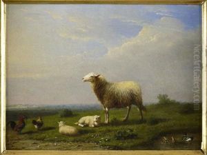 Sheep And Hens In A Landscape