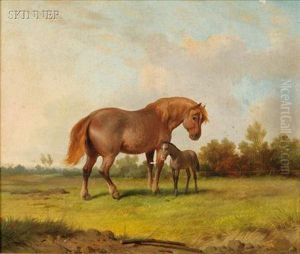 Mare And Foal by Franz van Severdonck