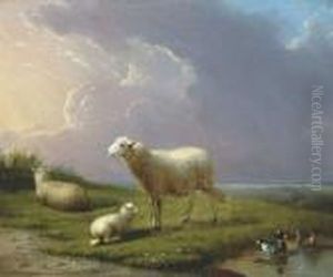Sheep In A Landscape (1863) by Franz van Severdonck