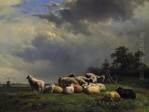 Shepherd And Sheep In A Vast Summer Landscape