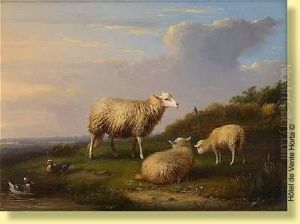 Moutons Dans Un Paysage by Franz van Severdonck