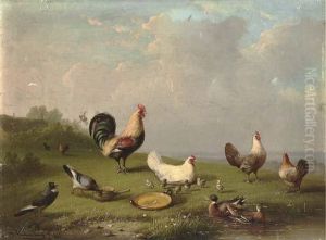 Poultry In The Farmyard by Franz van Severdonck
