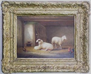 Item No. 676393 : Severdonck, Frans Van , Sheeps, Oil, 1870 F1rw9 by Franz van Severdonck