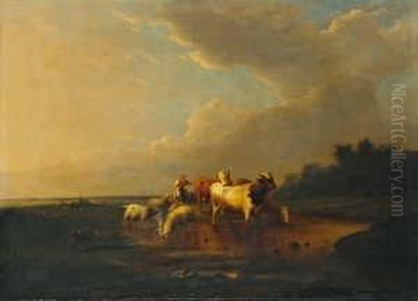 Landschaft Mit Einer Hirtin Und 
Vieh An Der Wasserstelle. Signiert Unten Rechts: Francois Van 
Severdonck. Ol Auf Leinwand (doubliert). H 69; B 95 Cm. - view 1