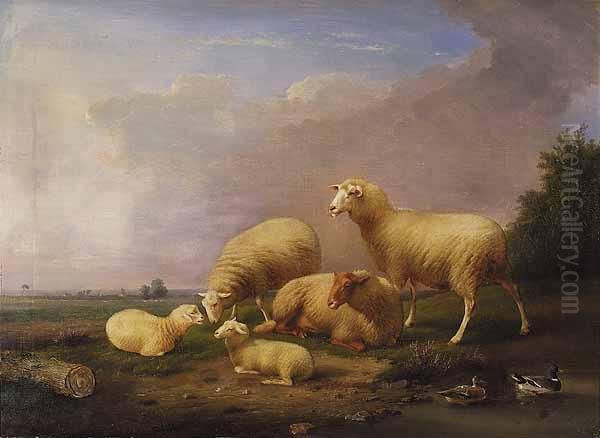 A Landscape With Sheep And Ducks In A Pond - view 1